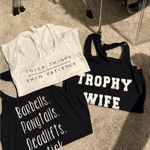 Graphic Slogan Women's Tank Tops - Black & White